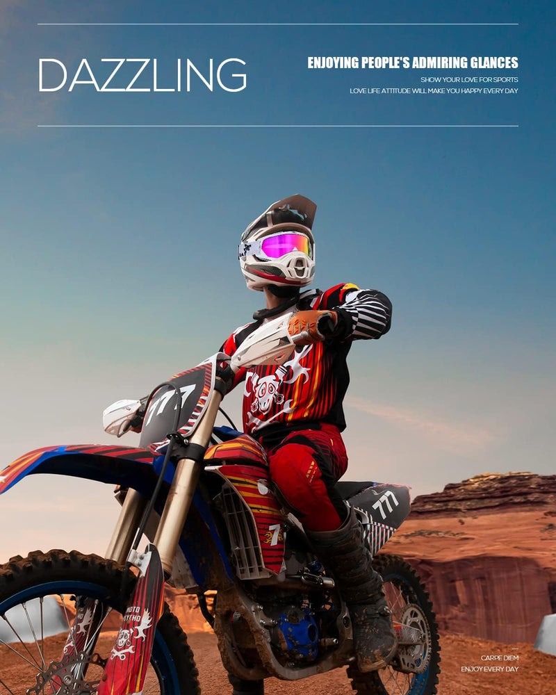 BATFOX Dirt Bike ATV Goggles Motorcycle Gear Riding Motocross Dirtbike 4-Wheeler MX DH Accessories Goggles Glasses for Men Women Youth UV400 Protection Dust-proof Anti-Slip Strap - Image 3